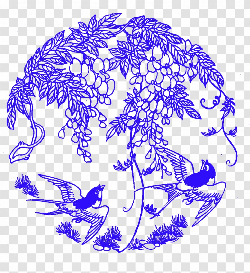 Bird Illustration - Silhouette - Swallow Blue And White Grapes Transparent PNG