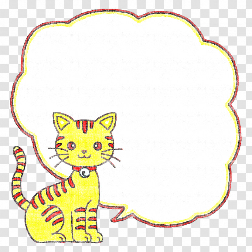 Whiskers Cat Yellow Tail Line Transparent PNG