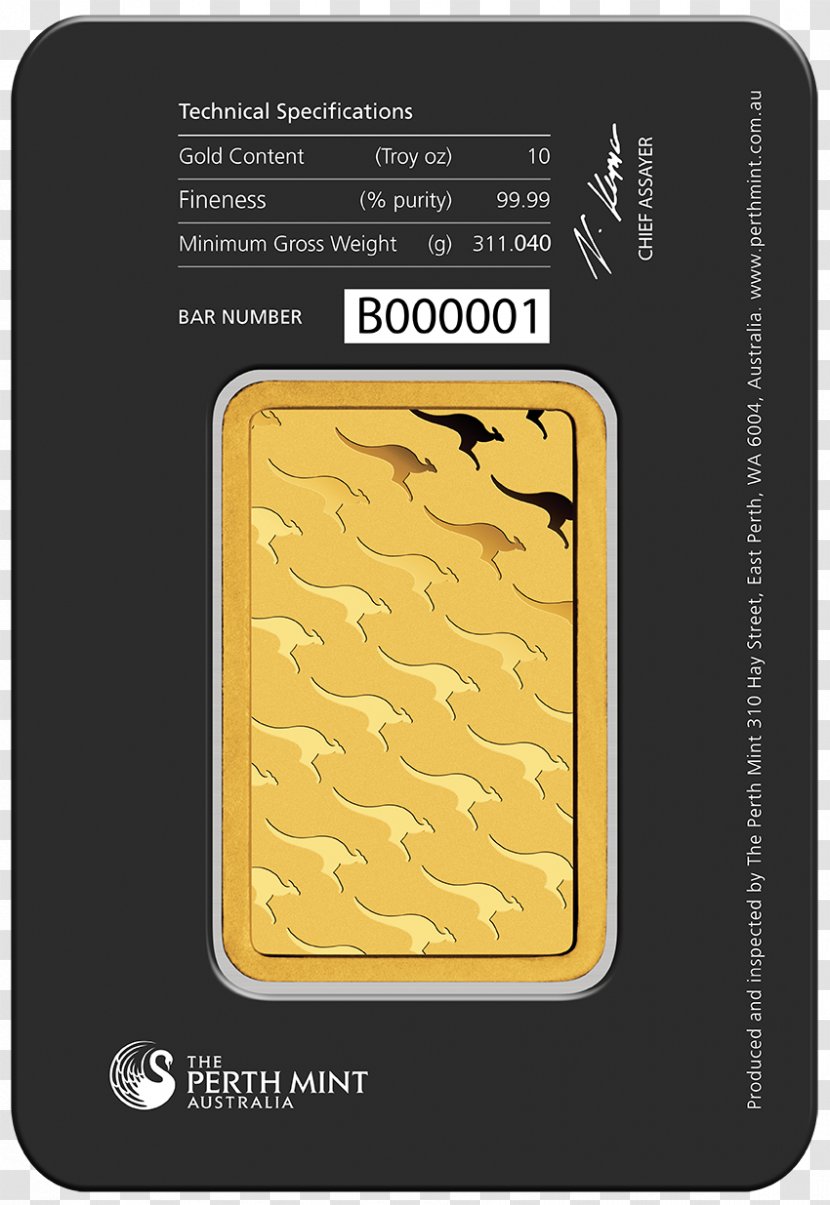 Perth Mint Gold Bar Bullion - Material Transparent PNG