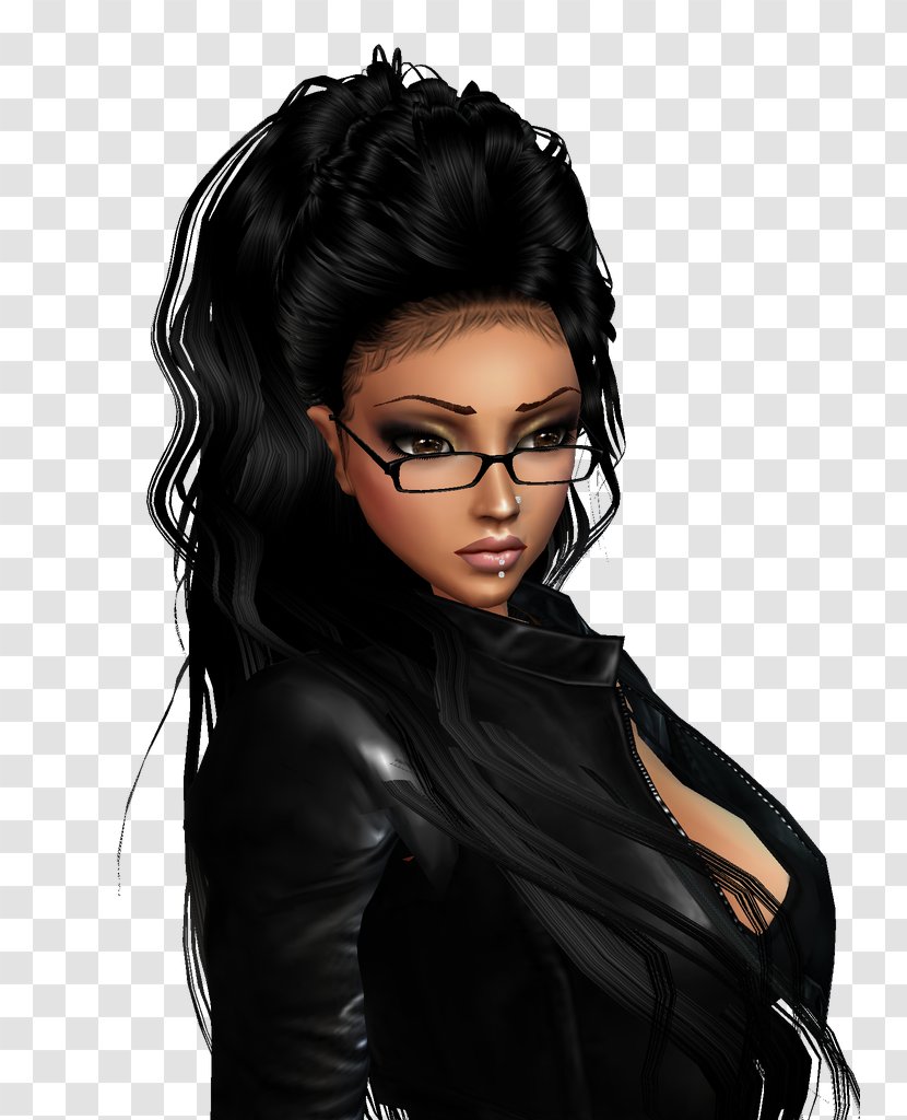 Black Hair Brown Long Beauty.m - Cartoon Transparent PNG