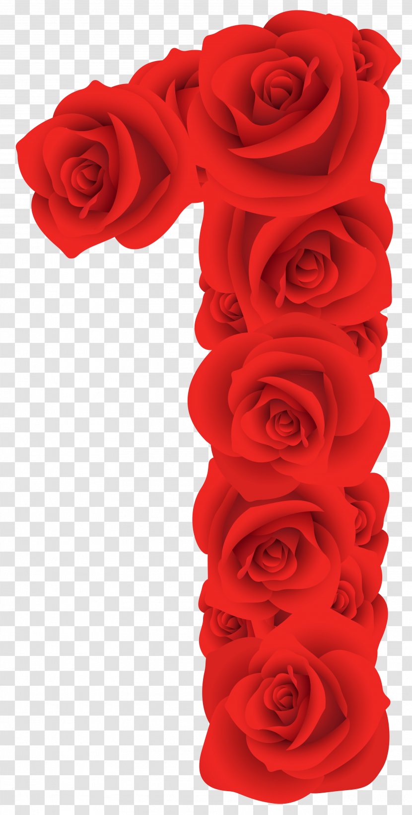 Clip Art - Garden Roses - Red Number One Clipart Image Transparent PNG
