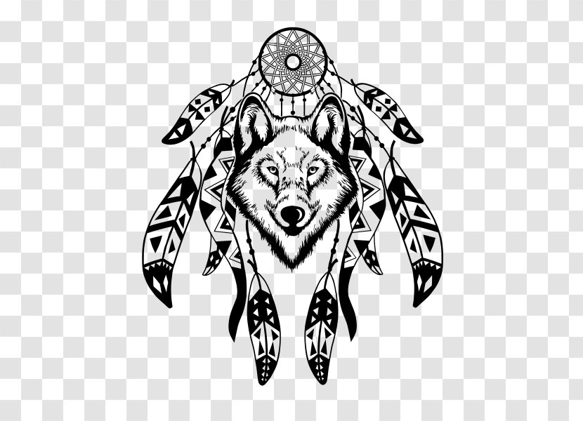 Dreamcatcher Drawing Feather Gray Wolf - Heart Transparent PNG