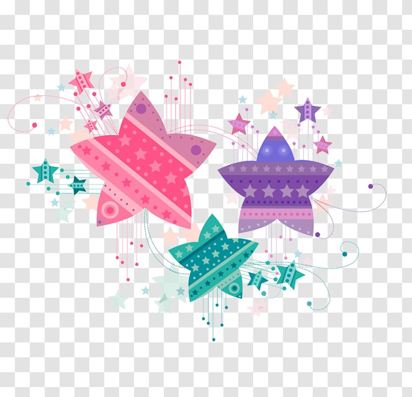 Color Star Euclidean Vector - Magenta - Colorful Stars Transparent PNG