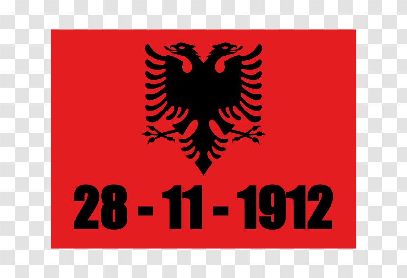 Flag Of Albania National Double-headed Eagle - Text Transparent PNG