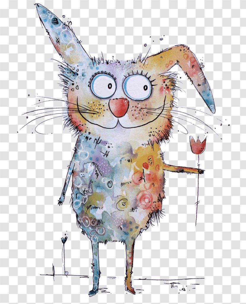 Rabbit Easter Bunny Hare Illustration Owl - Child Art - Watercolor Animal Transparent PNG