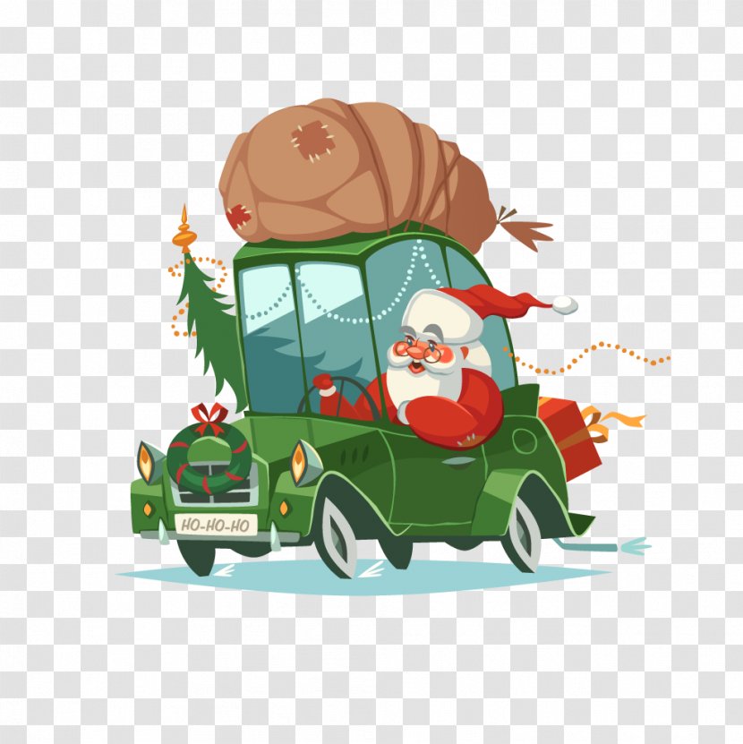 Santa Claus Christmas Illustration - Card - Driving Transparent PNG
