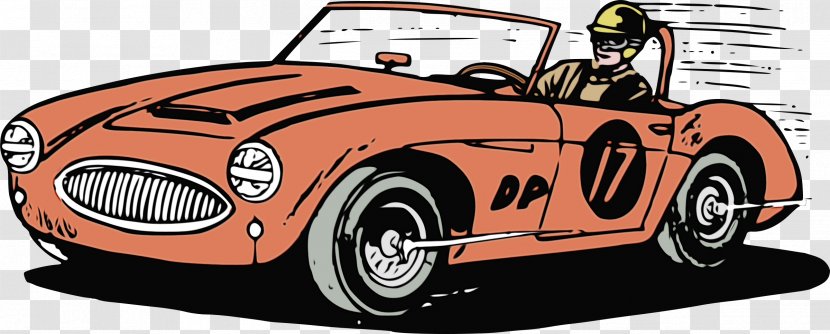 Sports Car Auto Racing Silhouette - Watercolor - Vintage Model Transparent PNG