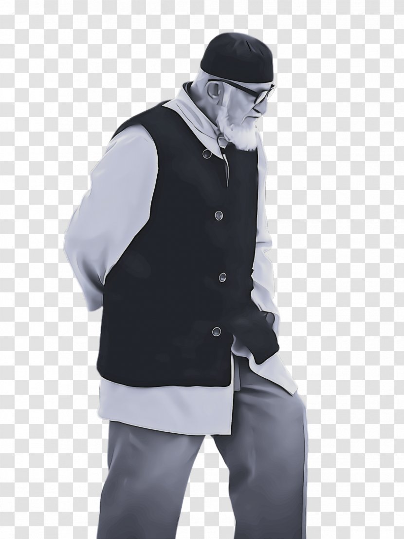 White Clothing Black Outerwear Standing - Gentleman - Jacket Transparent PNG