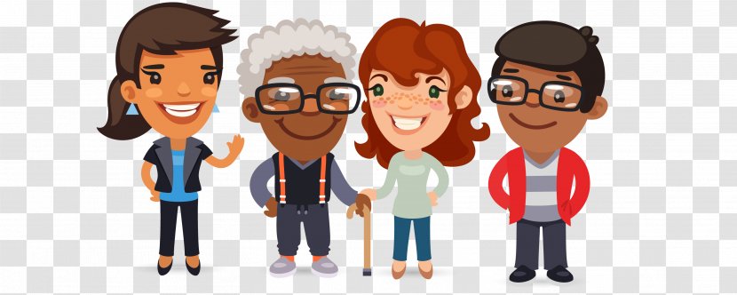 Cartoon People Social Group Team Animation - Gesture Sharing Transparent PNG
