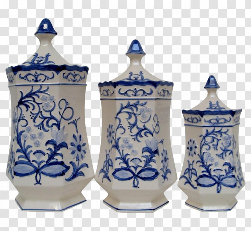 Blue And White Pottery Ceramic Vase Cobalt Porcelain - Three-piece Transparent PNG