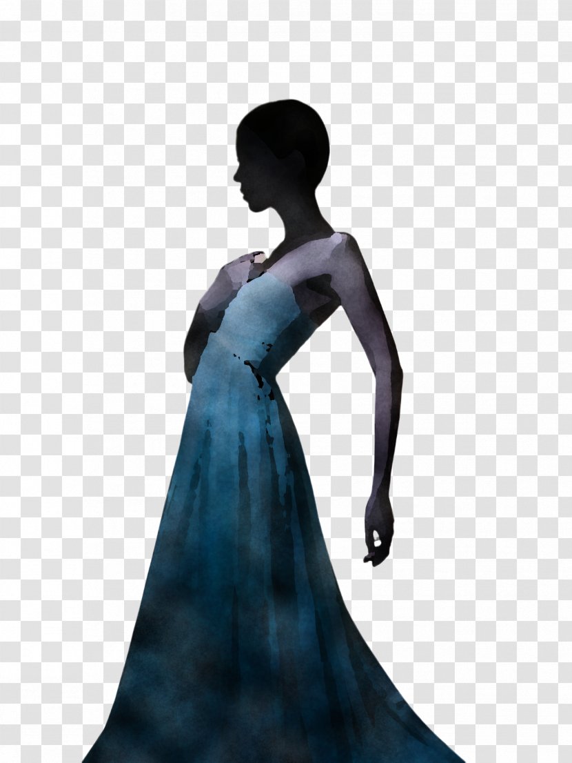 Dress Blue Gown Clothing Silhouette - Formal Wear Fashion Model Transparent PNG