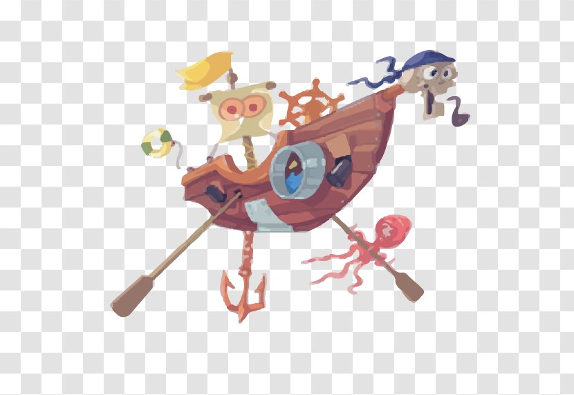 Cartoon Illustration - Watercraft - Pirate Ship Transparent PNG
