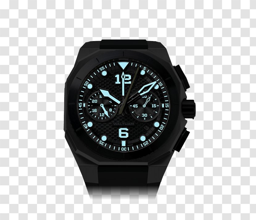 Automatic Watch Chronograph Waltham Company Pocket - Black - Night View Transparent PNG