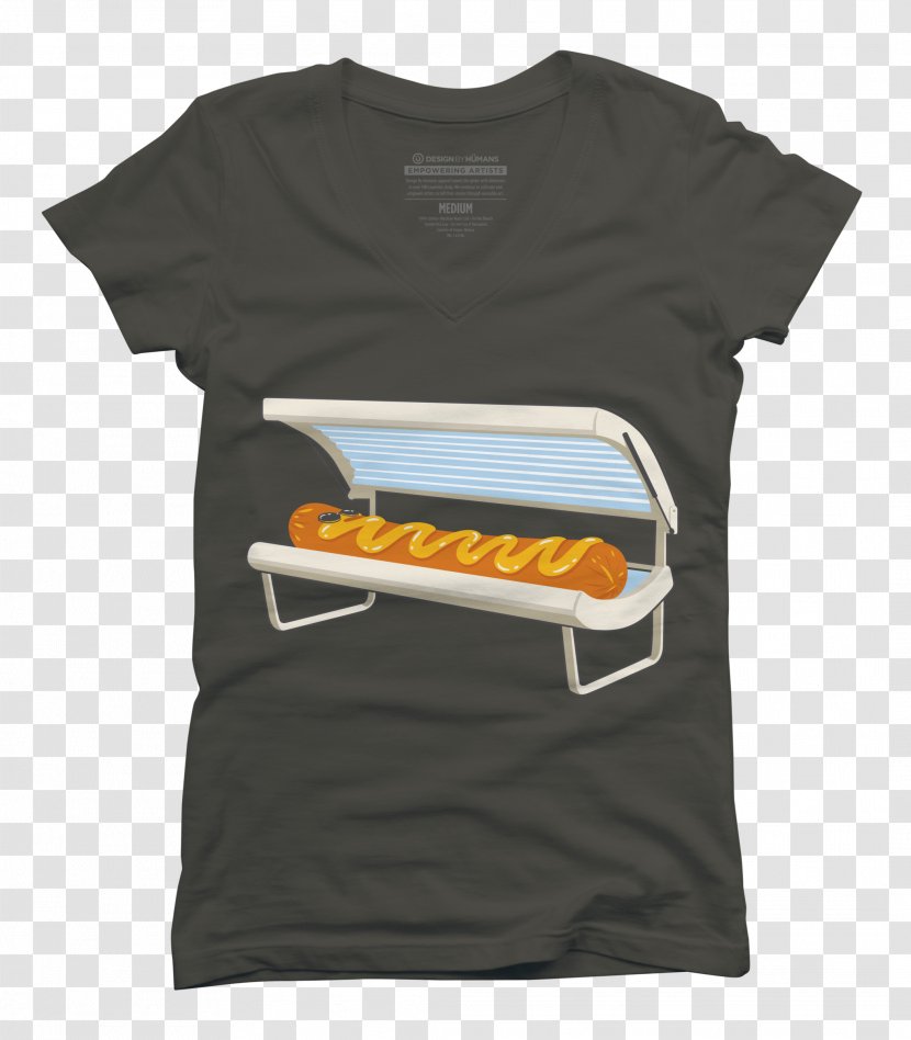 T-shirt Yellow Sleeve Brown Font - Brand - Hot Dog Transparent PNG