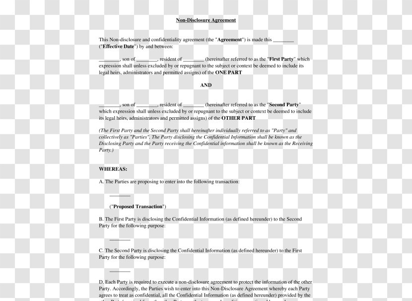 Document Non-disclosure Agreement Template Confidentiality Microsoft Word - Diagram - Resume Transparent PNG