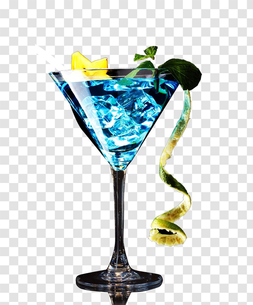 Wine Cocktail Martini Blue Hawaii Lagoon - Glass Transparent PNG