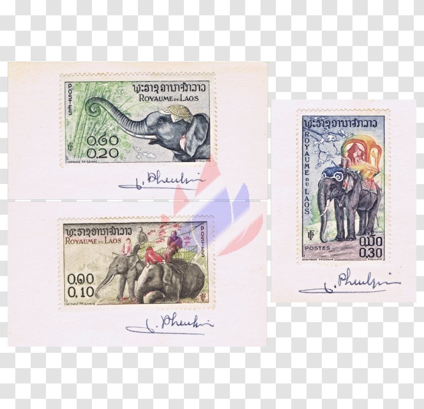 Paper Asian Elephant Laos Postage Stamps Art - Mail - Variation Transparent PNG