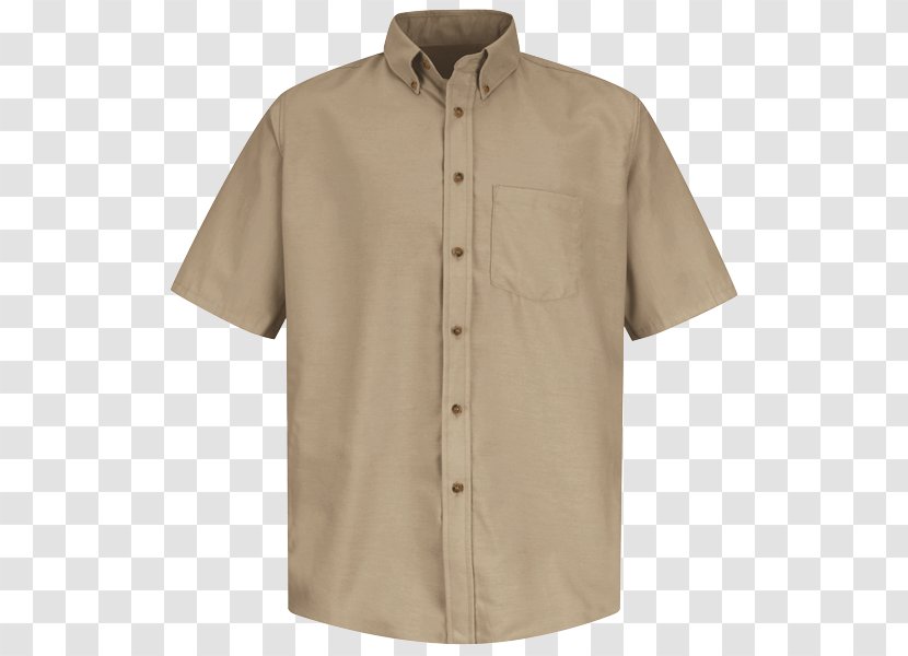 Red Kap Men's Specialized Short Sleeve Pocketless Work Shirt Tops - Beige Transparent PNG