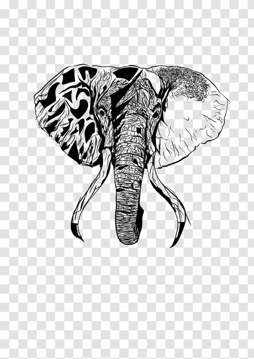 Indian Elephant Drawing African Butterfly - Asian - Transparent Background Head Transparent PNG