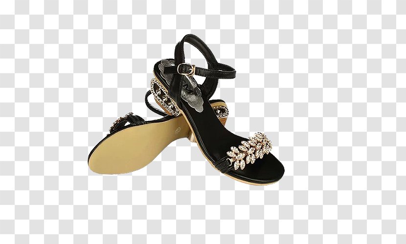 Sandal Slip-on Shoe Flip-flops Fashion - Espadrille - A Pair Of Black Women's Sandals Transparent PNG