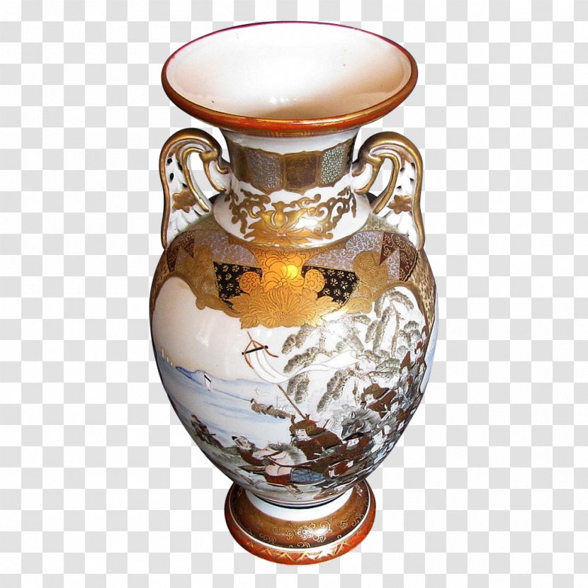 Vase Meiji Period Restoration Kutani Ware Satsuma - Samurai - Porcelain Transparent PNG