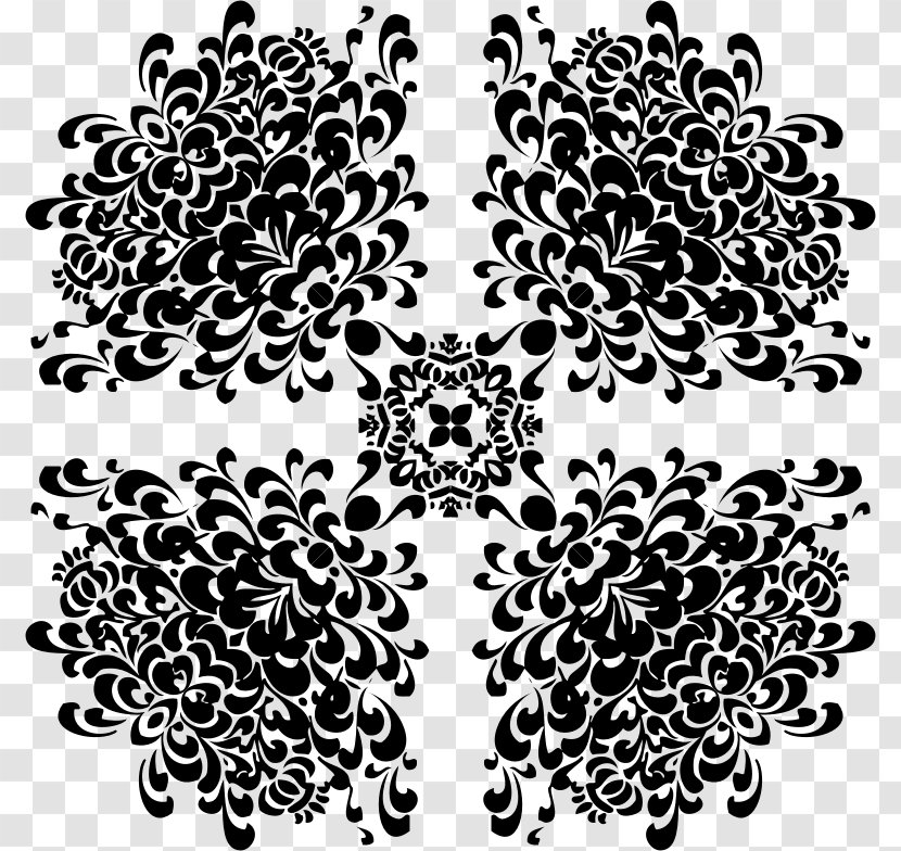 Black And White Floral Design - Tree Transparent PNG