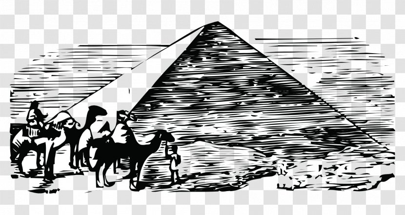 Egyptian Pyramids Black And White Ancient Egypt - Text - Hand-painted Prints Pyramid Camel Character Transparent PNG