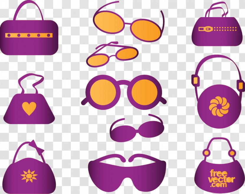 Eyewear Fashion Accessory Clip Art - Purple - Bags And Sunglasses Transparent PNG