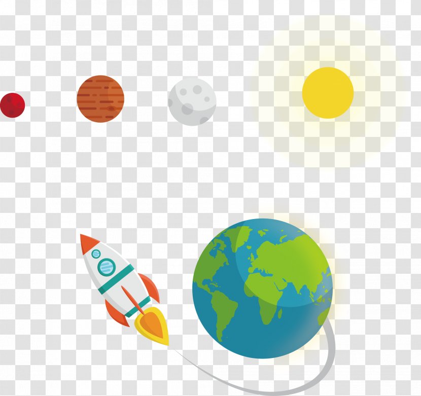 Outer Space Planet Rocket - Hand Drawn Vector In Transparent PNG