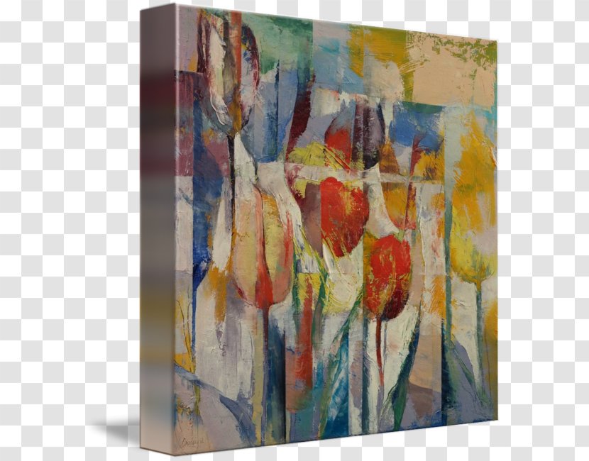 Modern Art Watercolor Painting Canvas Print Acrylic Paint - Tulips Transparent PNG