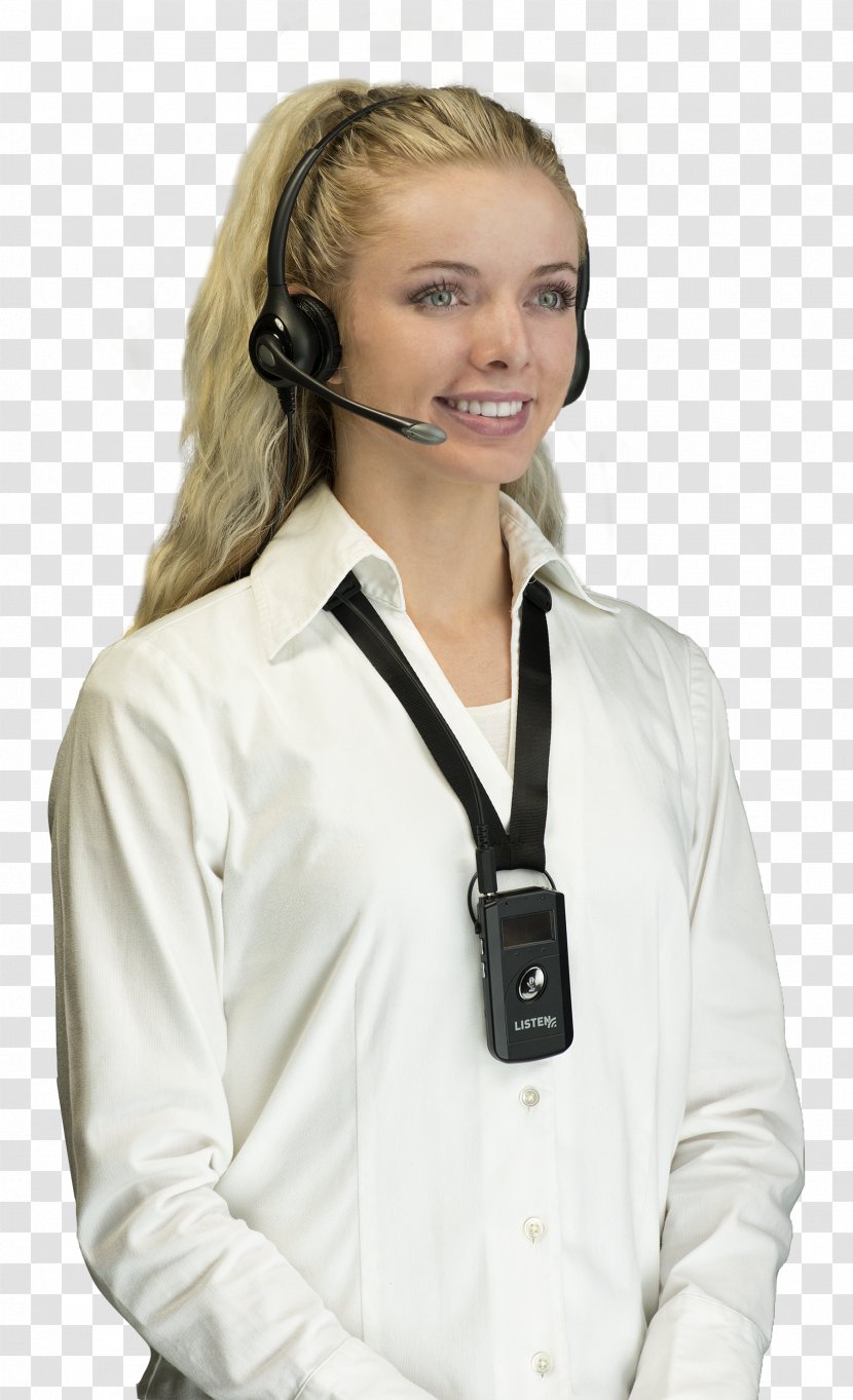 Microphone Communications System Headset Headphones - Wearing A Transparent PNG
