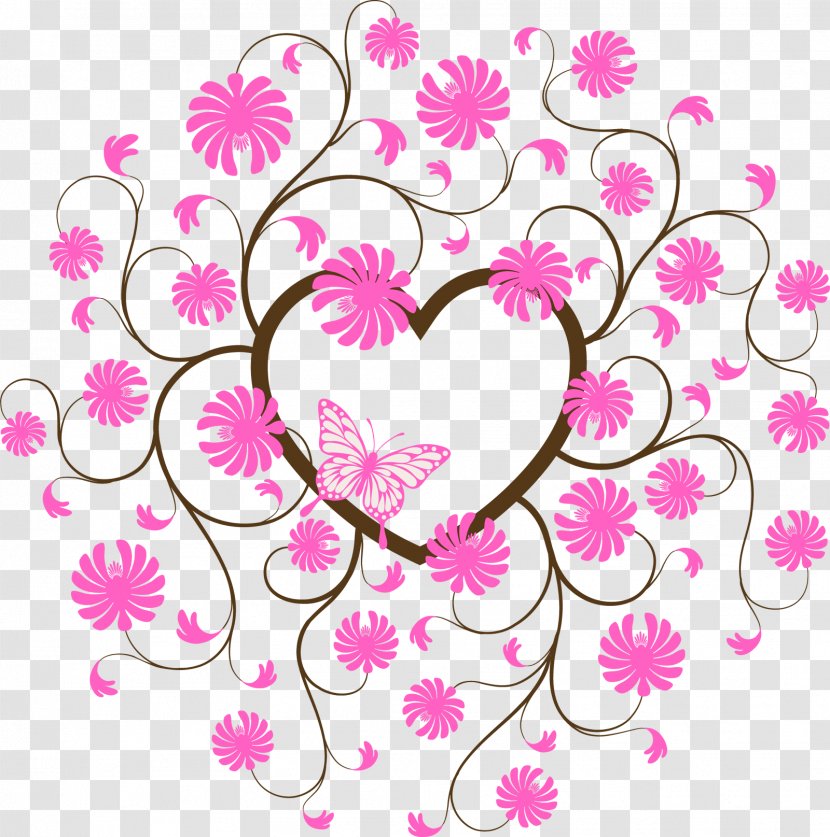 Cut Flowers Floral Design Clip Art - Heart - Hand Painted Flower Transparent PNG