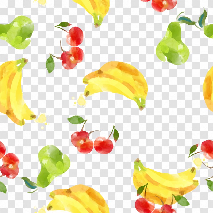 Creative Watercolor Painting Drawing - Banana Cherry Shading Transparent PNG