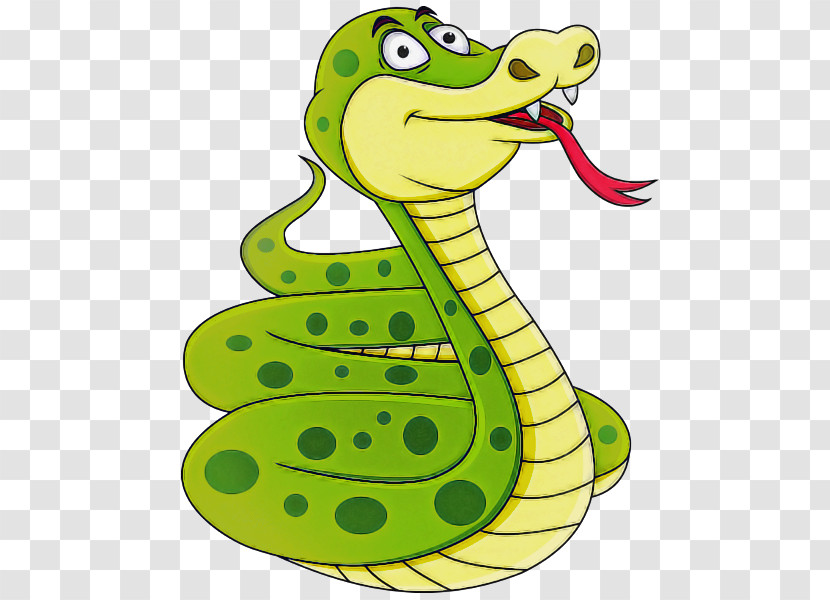 Cartoon Green Reptile Mamba Snake Transparent PNG