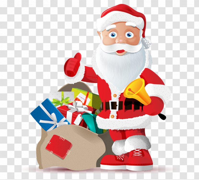 Santa Claus Gift Christmas Clip Art - Ornament - Stand Hand-painted Cartoon Bags Transparent PNG