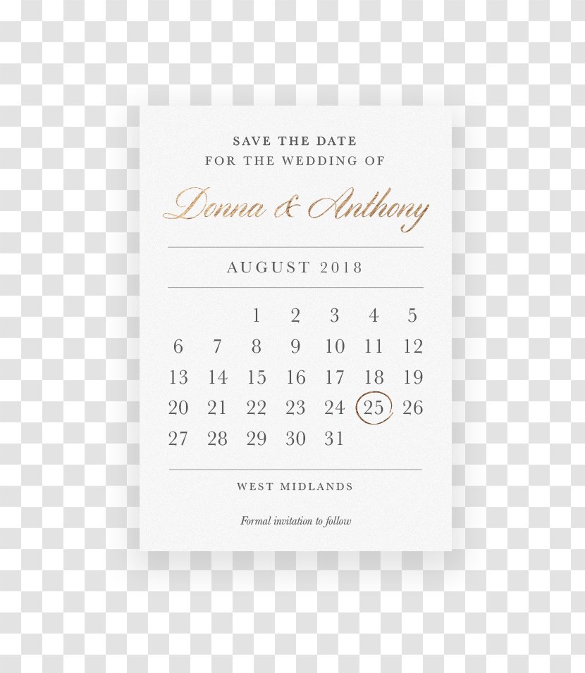 Product Design Font Calendar - Brand - Wedding Card Mock Invitation Transparent PNG