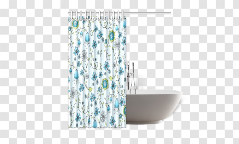 Curtain Douchegordijn Shower Flower Blue Transparent PNG