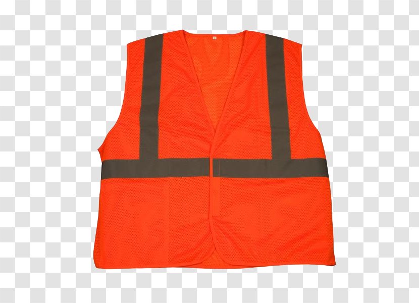 Gilets Sleeveless Shirt - Orange - Safety Vest Transparent PNG