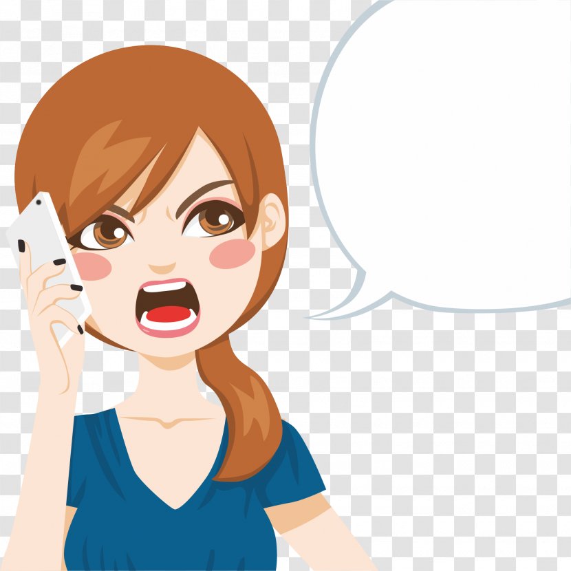 Cartoon Telephone Call Royalty-free Clip Art - Frame - Angry Woman Transparent PNG