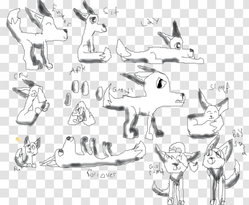 Line Art Sketch - Horse Like Mammal - Arctic Wolf Cartoon Transparent PNG
