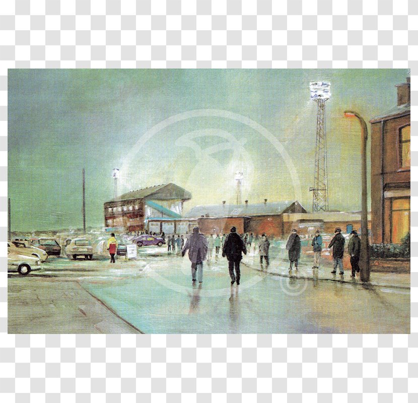 Wigan Athletic F.C. Springfield Park Watercolor Painting Market Place, - Artist Transparent PNG