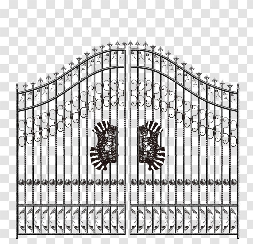 Electric Gates Wrought Iron Fence - Black And White - Door Transparent PNG
