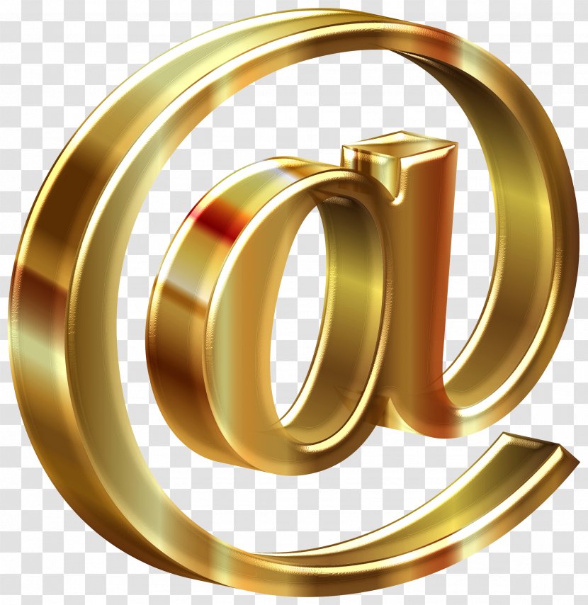 Gold Three-dimensional Space At Sign - Information - Shiny Transparent PNG