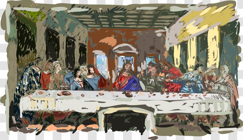 The Last Supper Clip Art - Leonardo Da Vinci - Watercolor Bible Transparent PNG