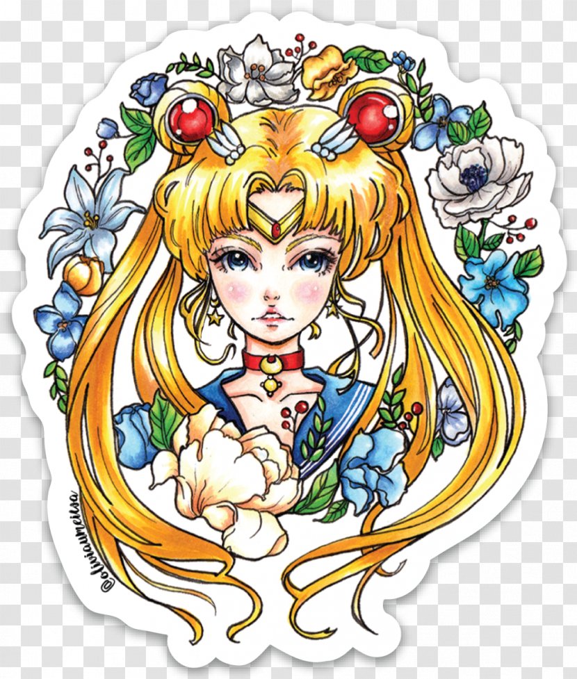 Sailor Moon Chibiusa Sticker Clip Art Illustration - Flower Transparent PNG