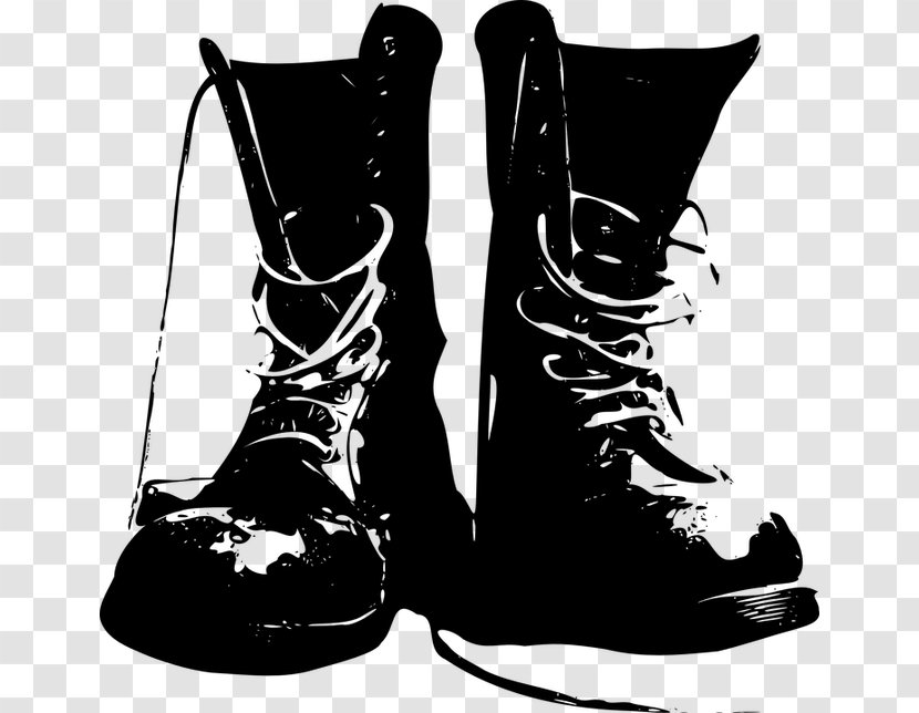 Combat Boot Cowboy Shoe Clip Art - Wellington - Boots,leather Shoes,black Transparent PNG
