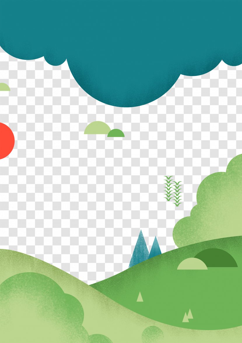 Poster Illustration - Combination Of Clouds And Meadows Transparent PNG