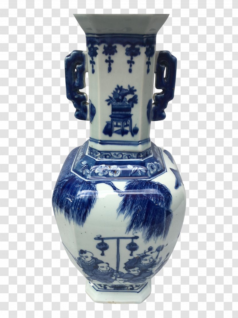 Blue And White Pottery Vase Ceramic Porcelain - Artifact Transparent PNG