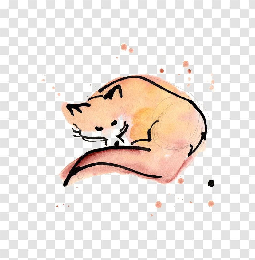 Red Fox Drawing Watercolor Painting - Silhouette Transparent PNG