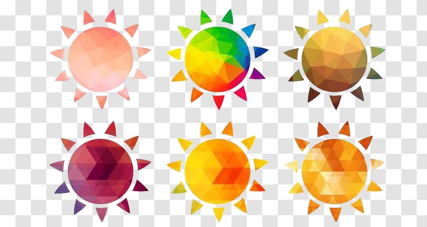 Polygon Sun Icon - Symbol - COLORFUL Transparent PNG